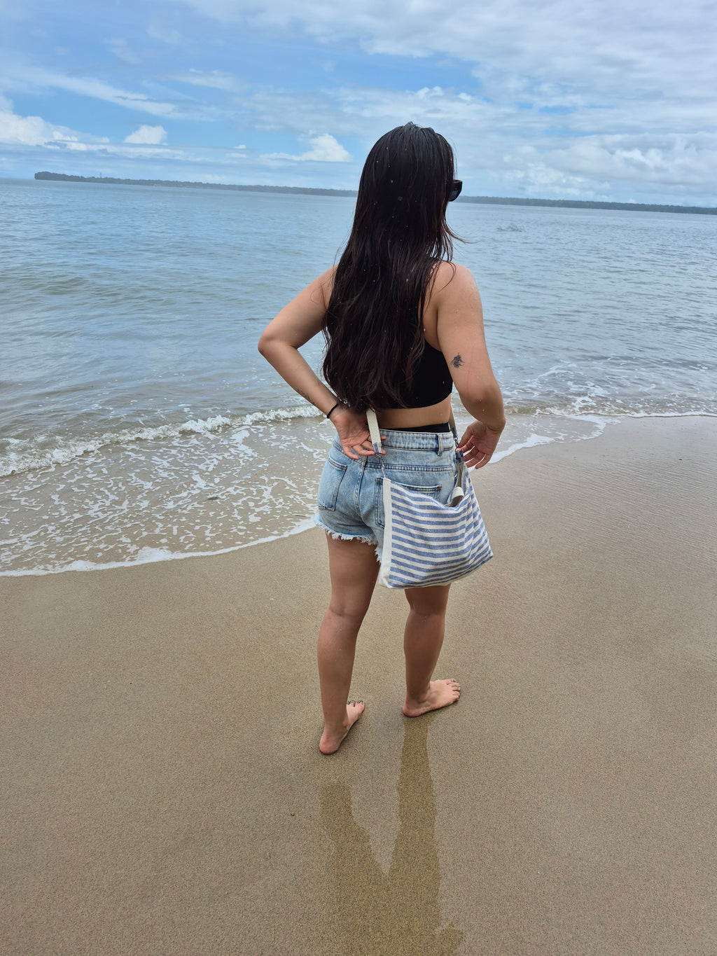 Mini Tote de Tela Reciclada - Rayas | Raiz Looma